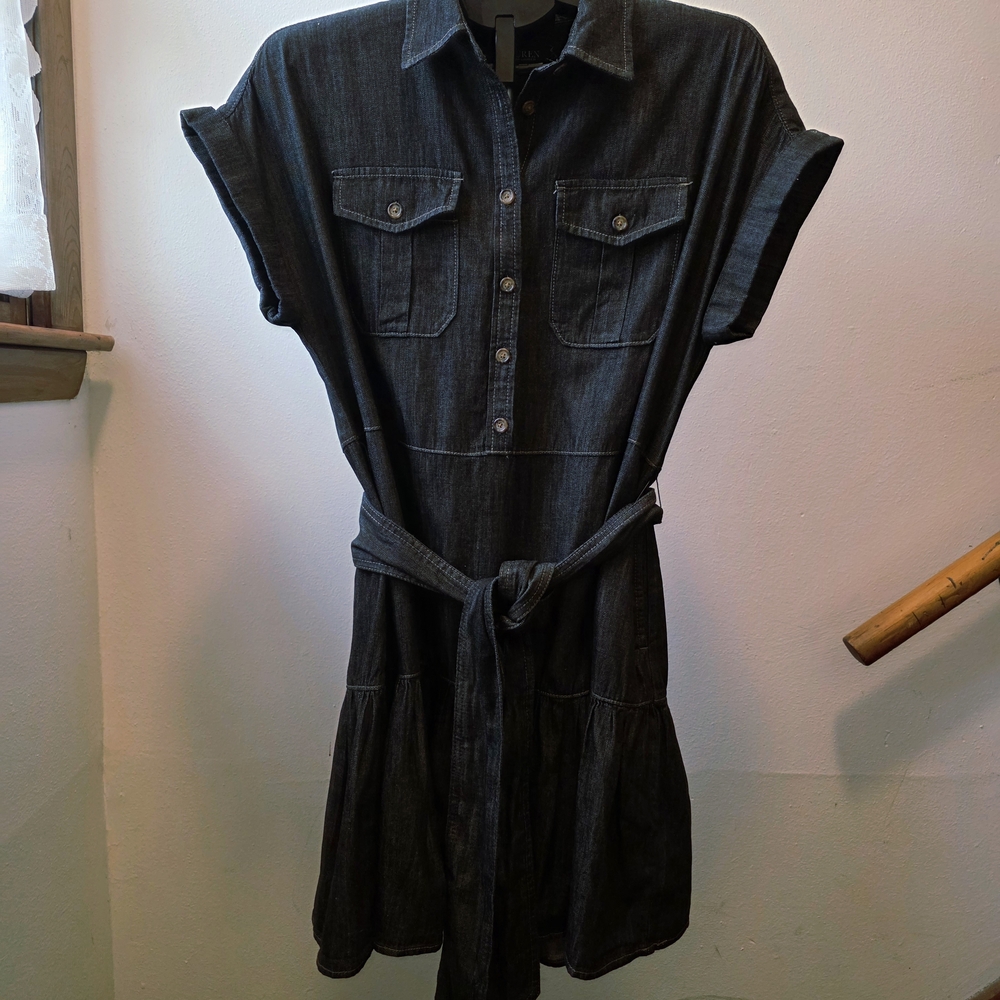Lauren Ralph Lauren Petite Denim Short Sleeve Shirtdress In Nightfall Wash 8P - Picture 5 of 10
